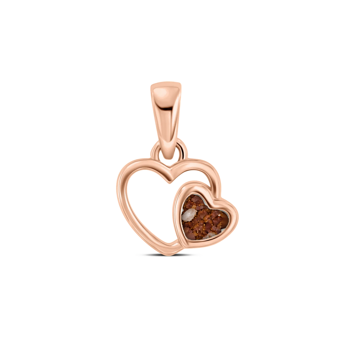 Heart to Heart as-hanger in massief rosé goud met koperbruin askleur