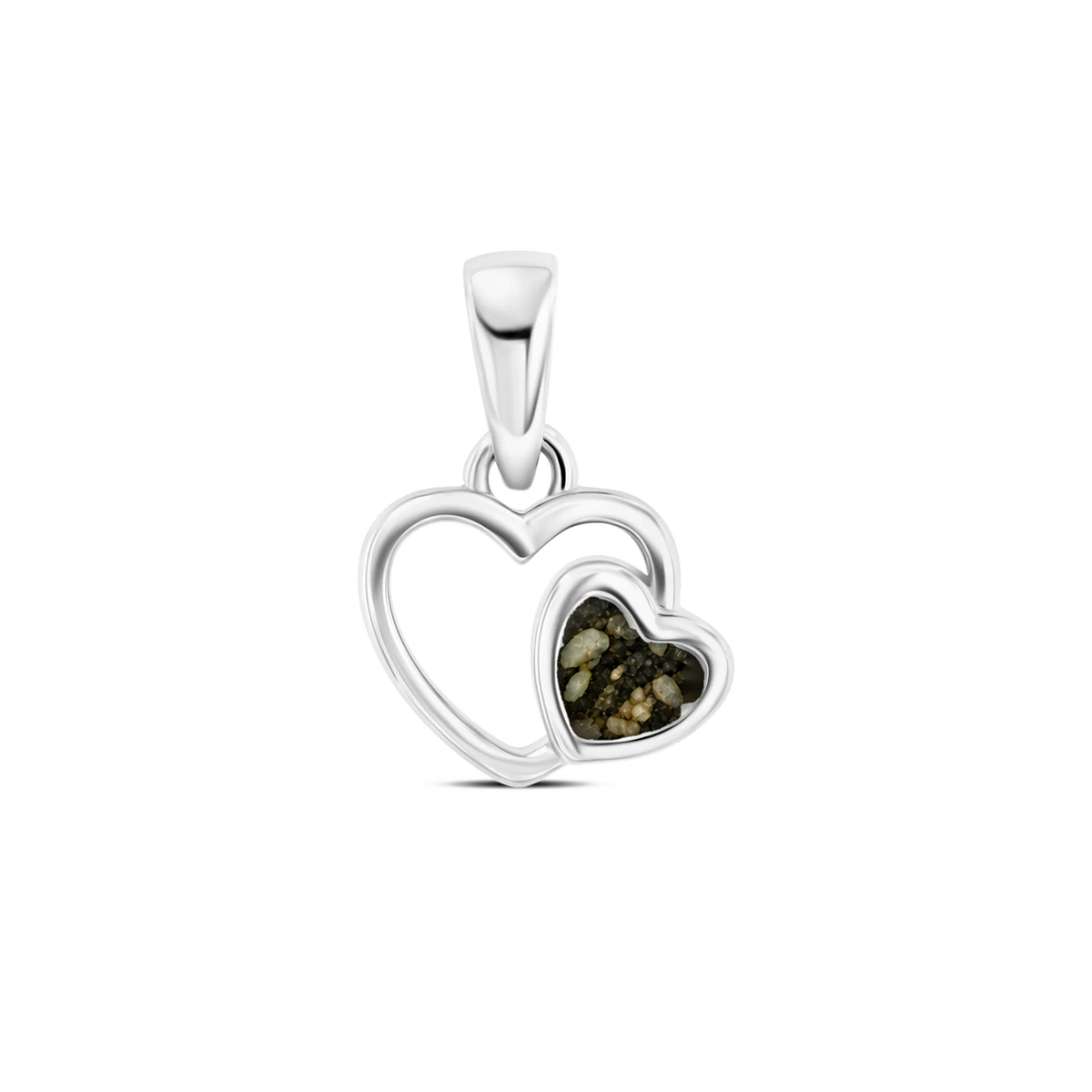 Heart to Heart as-hanger in 925 zilver met antraciet askleur