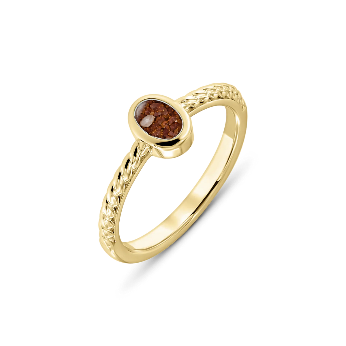 Ilse as-ring in massief geel goud met koperbruin askleur