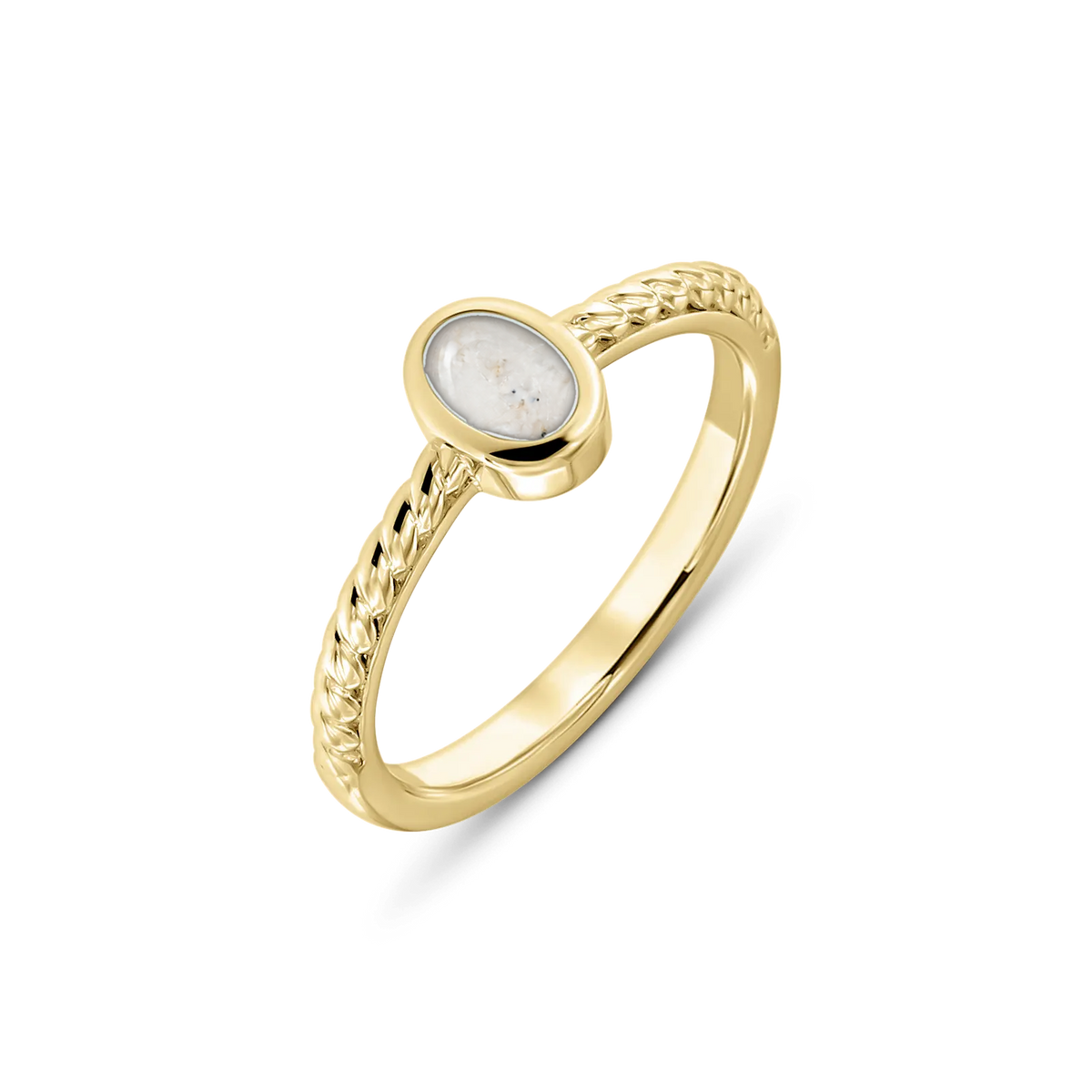 Ilse as-ring in massief geel goud met parelmoer askleur