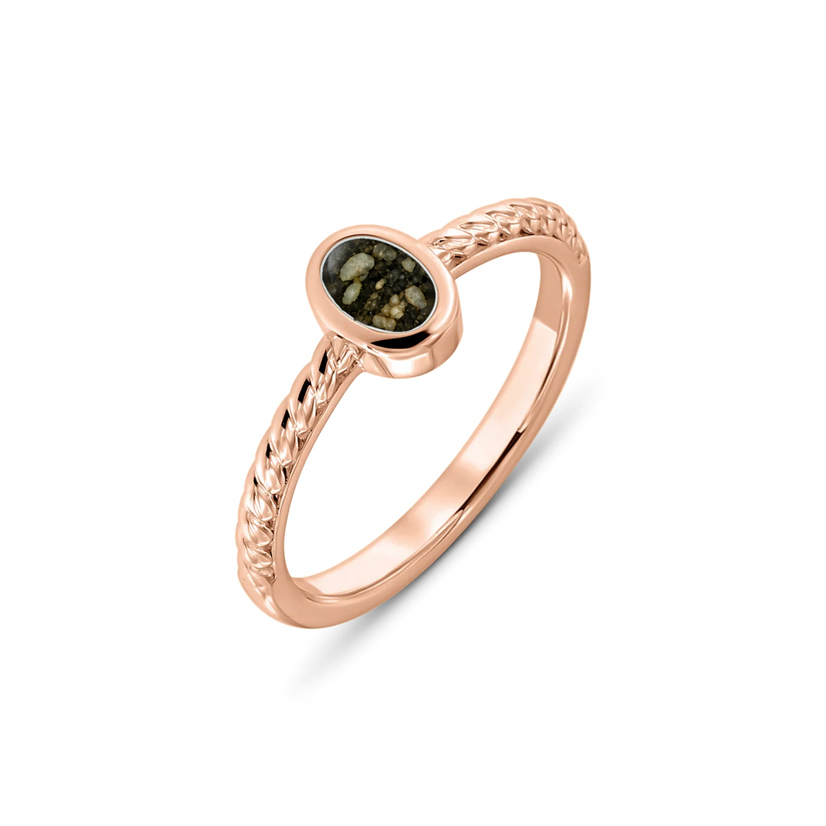 Ilse as-ring in massief rosé goud met antraciet askleur