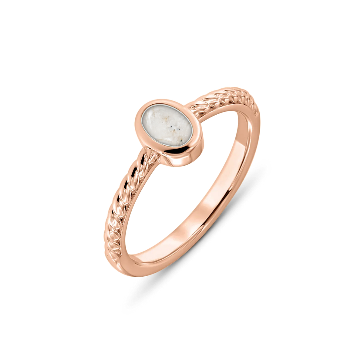 Ilse as-ring in massief rosé goud met parelmoer askleur