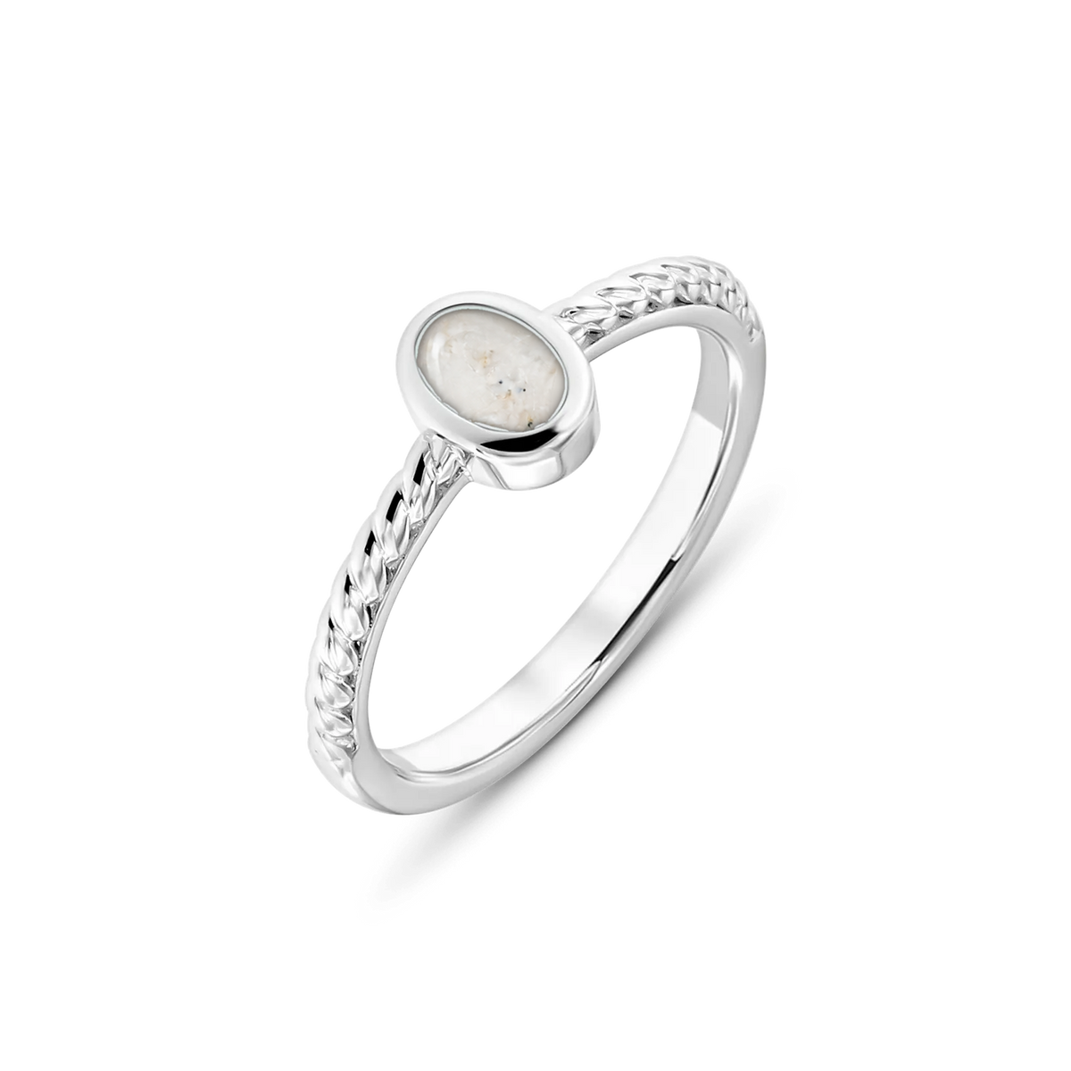 Ilse as-ring in massief wit goud met parelmoer askleur