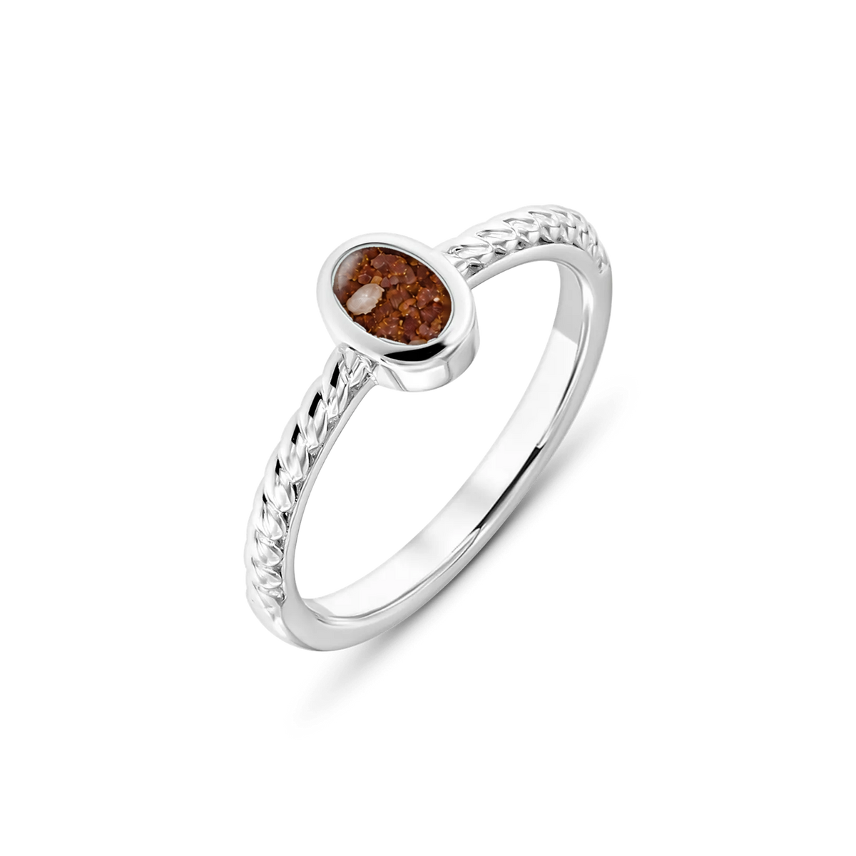 Ilse as-ring in 925 zilver met koperbruin askleur