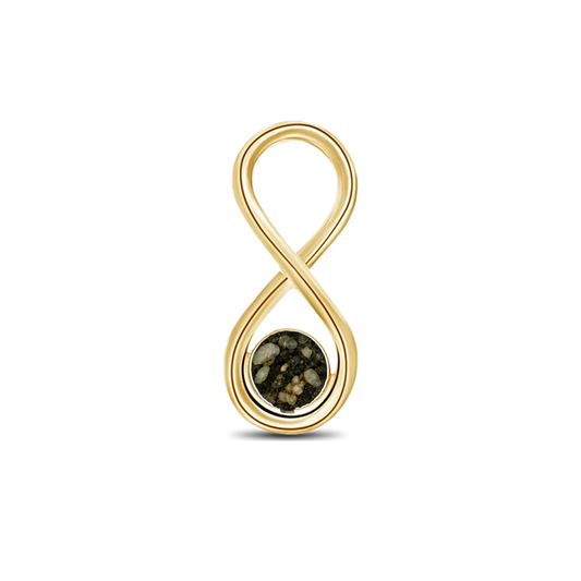Infinity as-hanger in massief geel goud met antraciet askleur