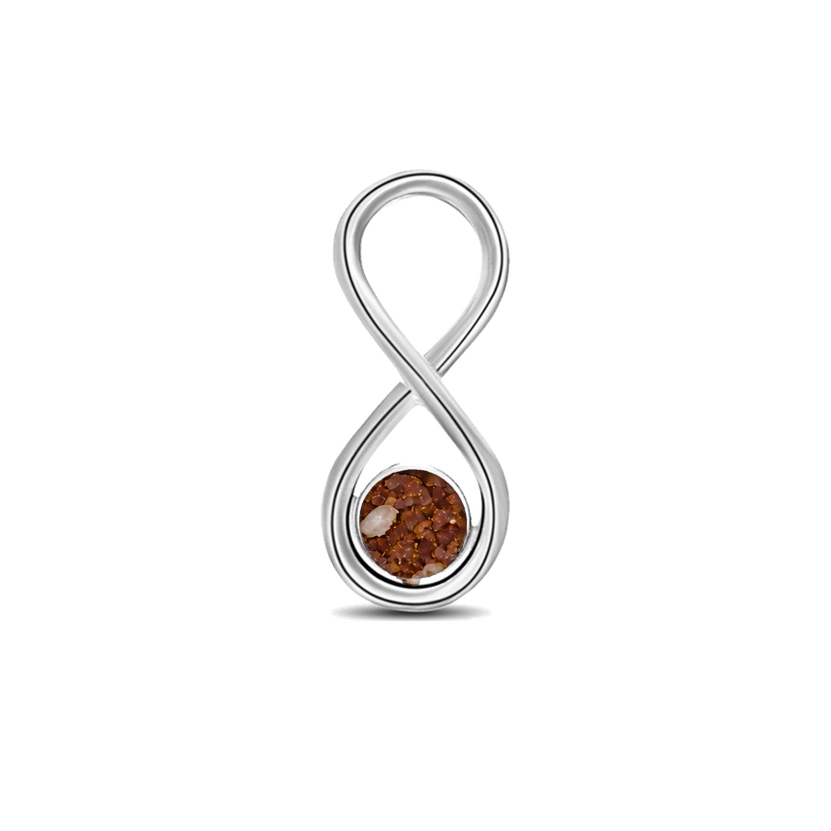 Infinity as-hanger in 925 zilver met koperbruin askleur