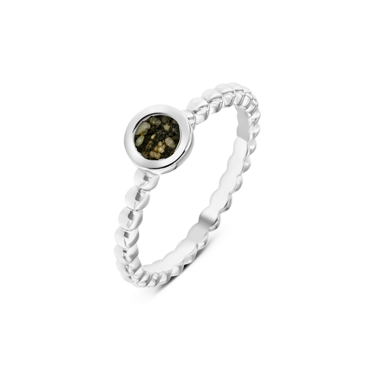 Isabelle as-ring in massief wit goud met antraciet askleur