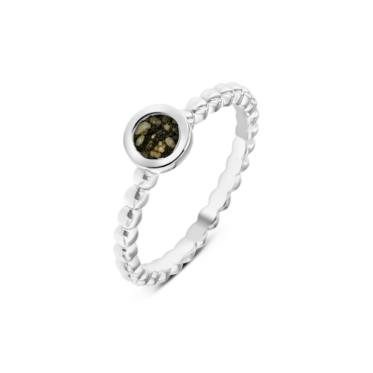 Isabelle as-ring in 925 zilver met antraciet askleur