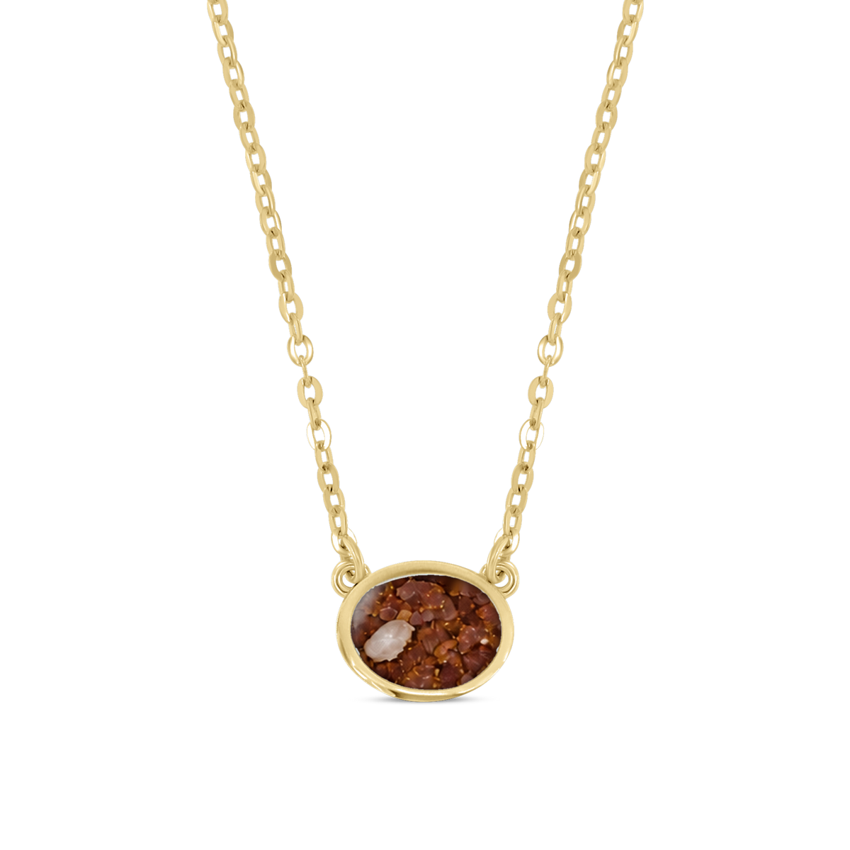 Juna as-ketting in massief geel goud met koperbruin askleur