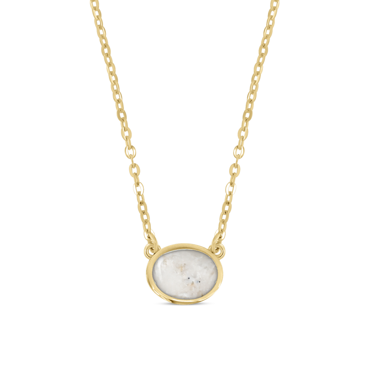 Juna as-ketting in massief geel goud met parelmoer askleur