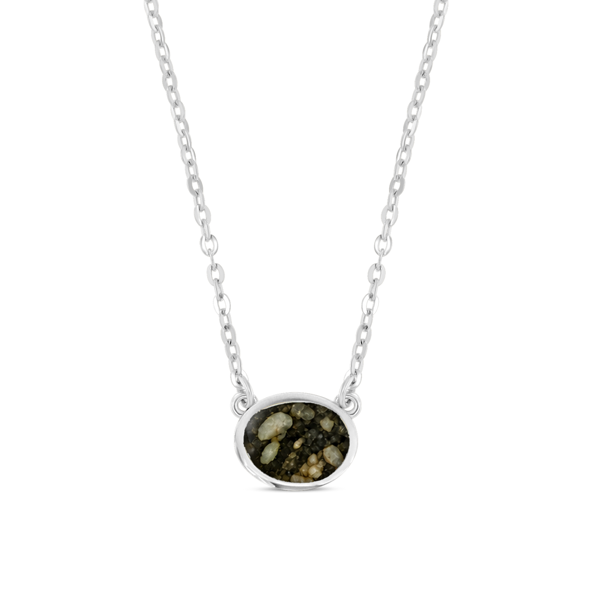 Juna as-ketting in massief wit goud met antraciet askleur