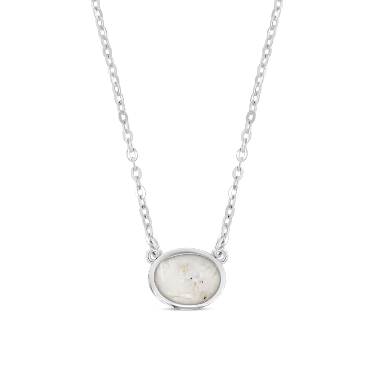 Juna as-ketting in massief wit goud met parelmoer askleur