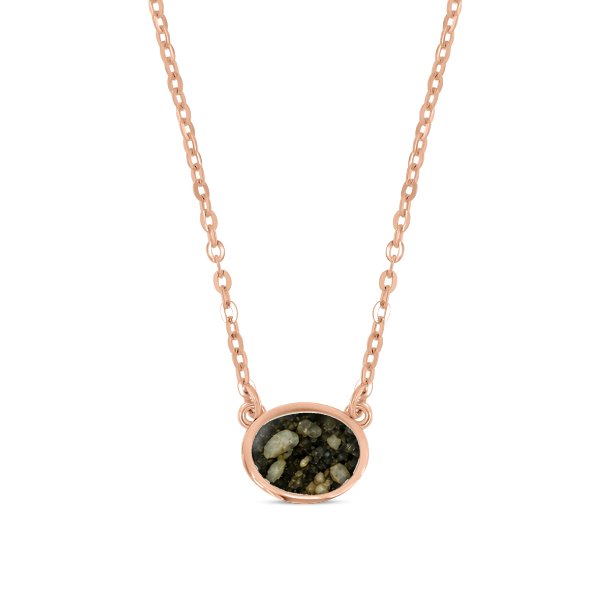 Juna as-ketting in massief rosé goud met antraciet askleur