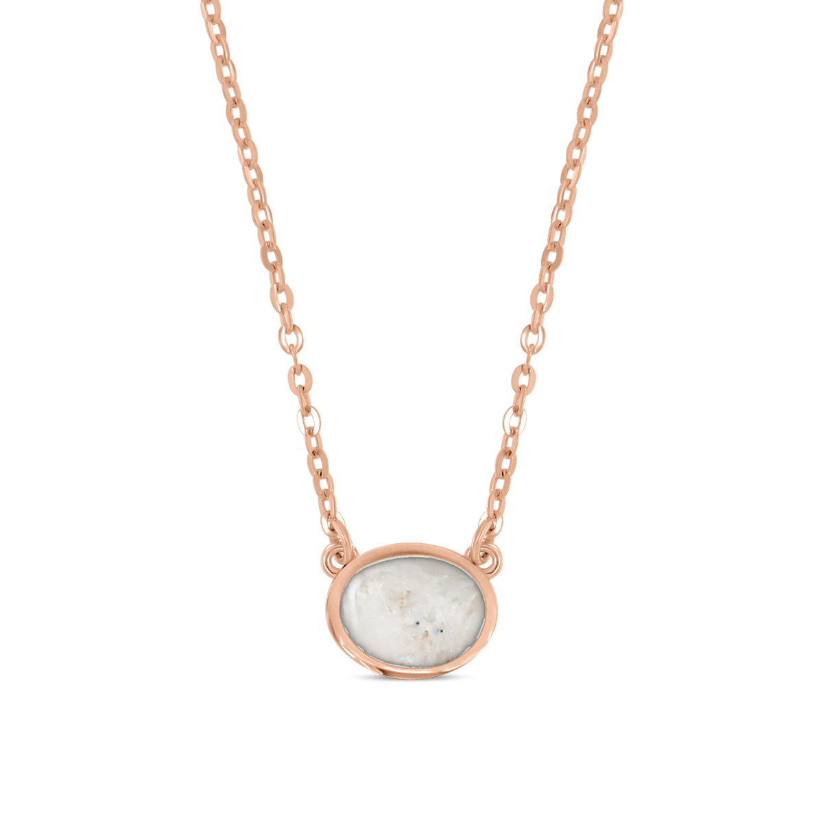 Juna as-ketting in massief rosé goud met parelmoer askleur