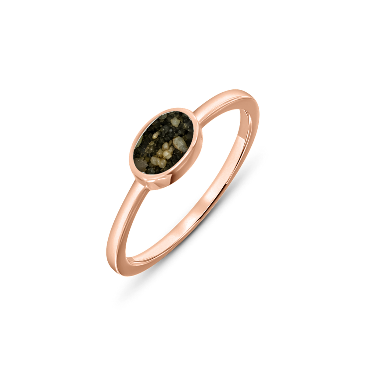 Juna as-ring in massief rosé goud met antraciet askleur
