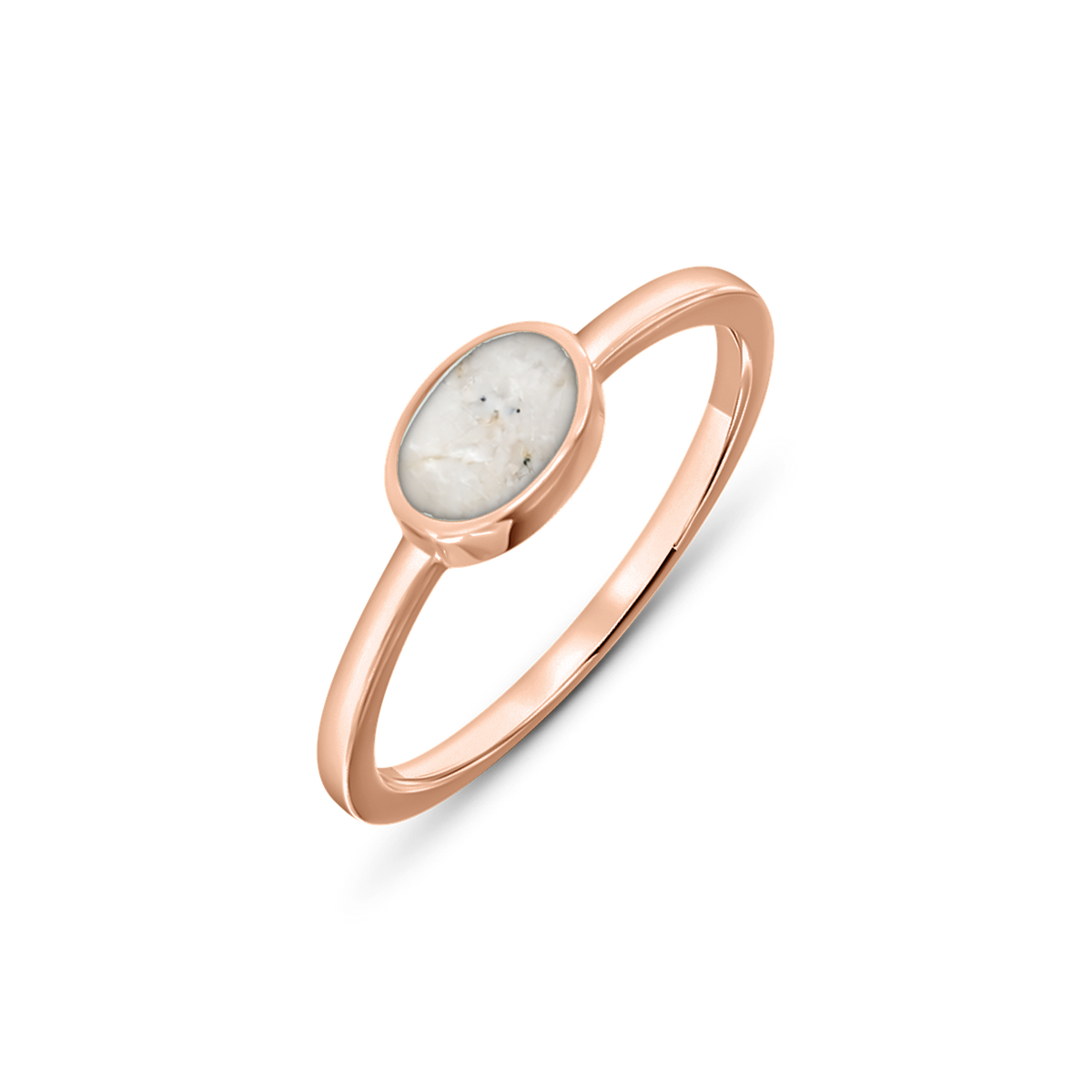 Juna as-ring in massief rosé goud met parelmoer askleur