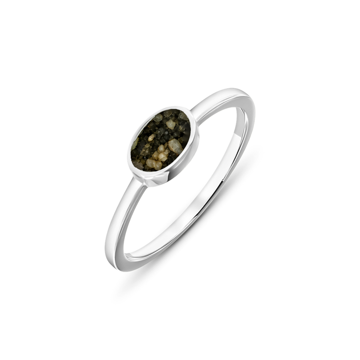 Juna as-ring in massief wit goud met antraciet askleur