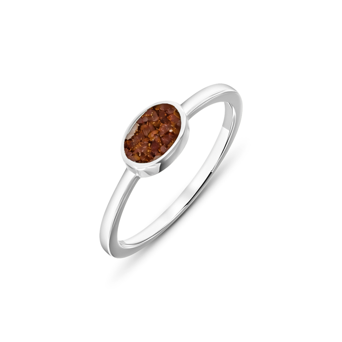 Juna as-ring in massief wit goud met koperbruin askleur