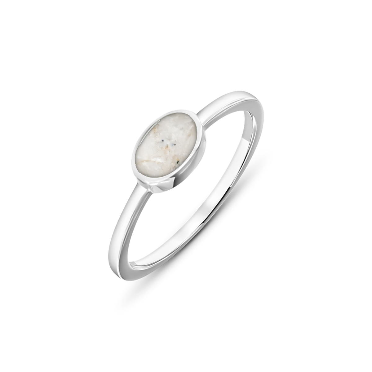 Juna as-ring in massief wit goud met parelmoer askleur