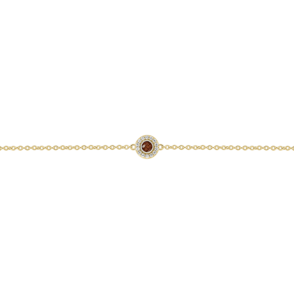 Juul as-armband in massief geel goud met koperbruin askleur