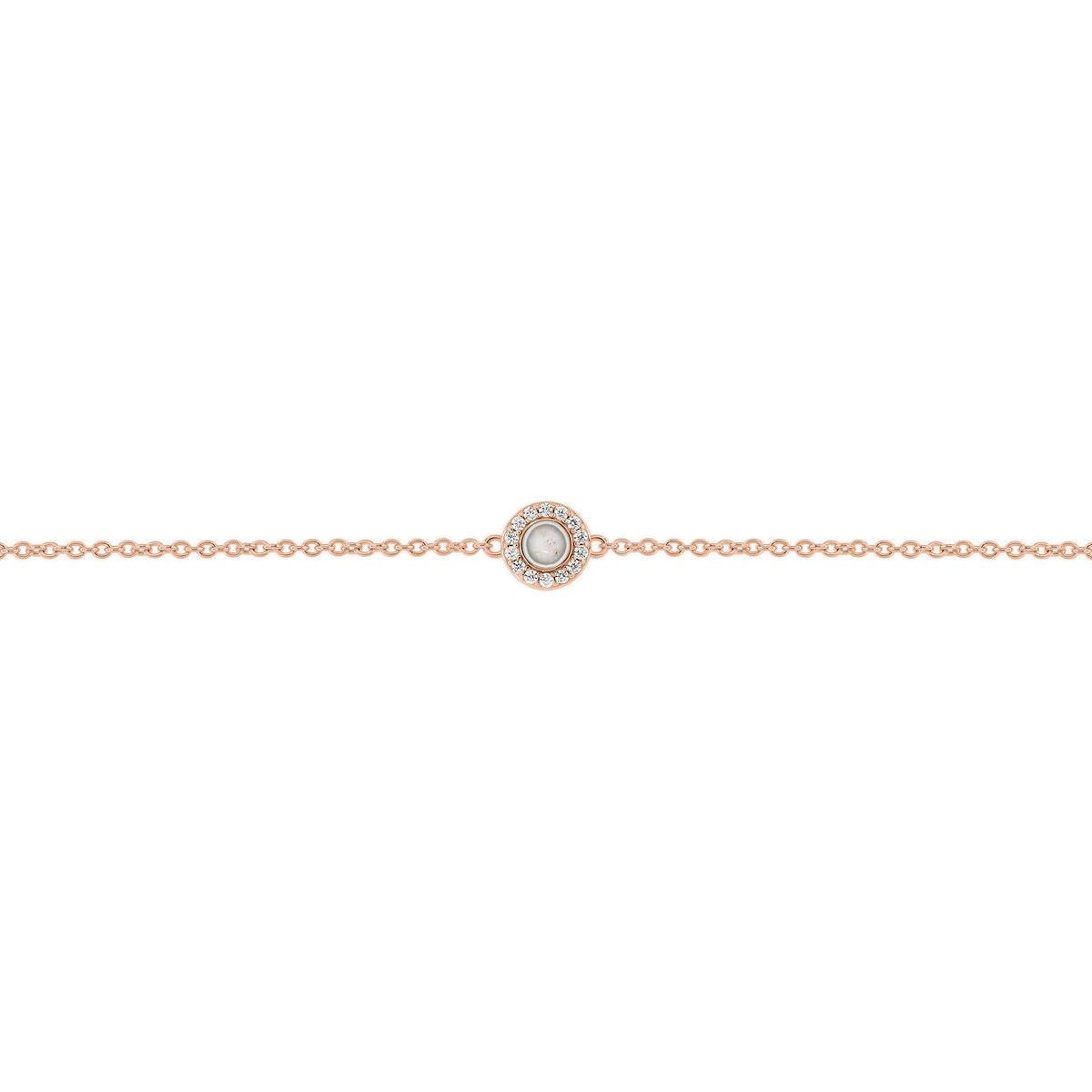 Juul as-armband in massief rosé goud met parelmoer askleur