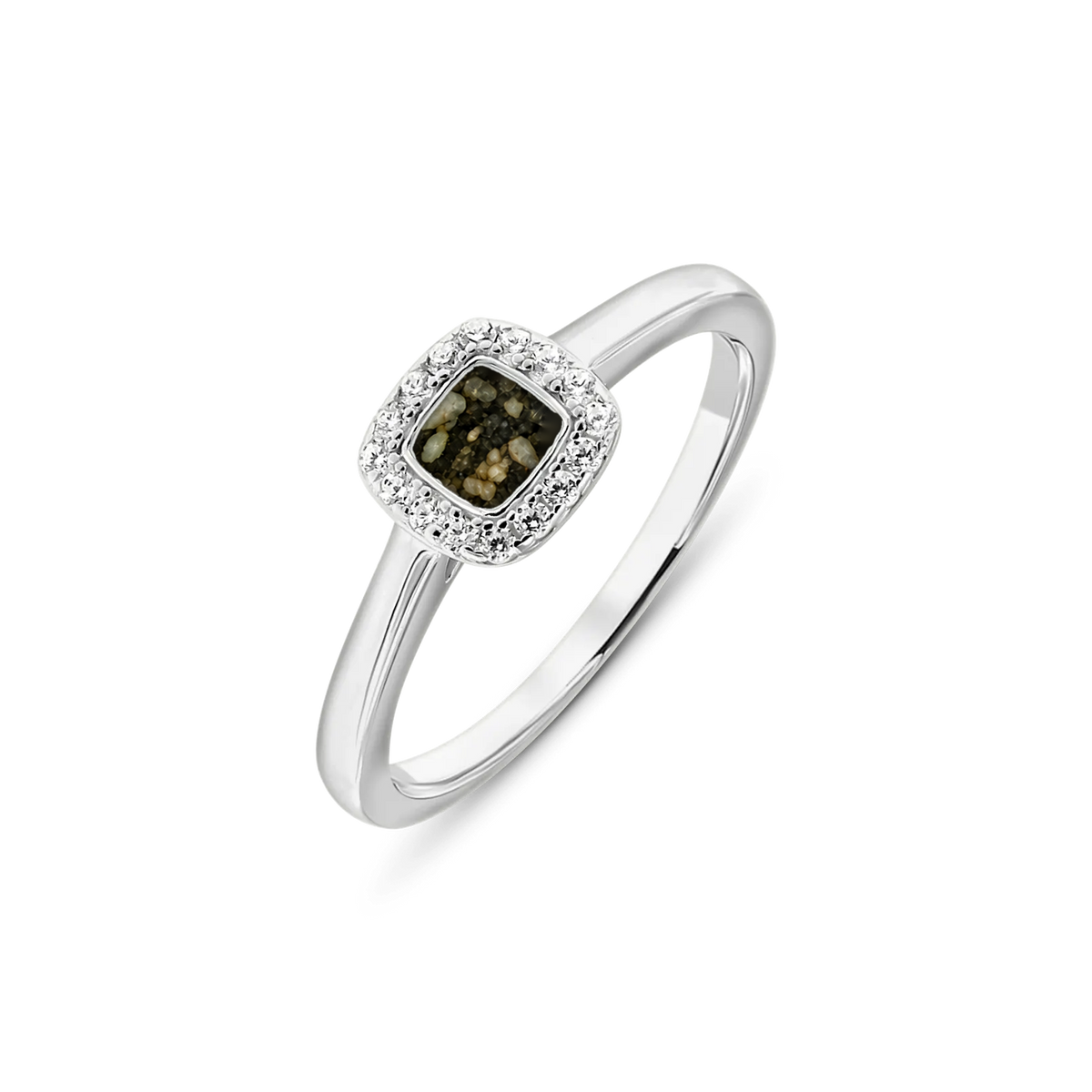 Lara as-ring in massief wit goud met antraciet askleur