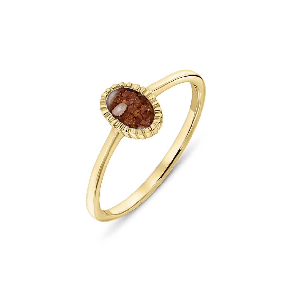Lauren as-ring in massief geel goud met koperbruin askleur