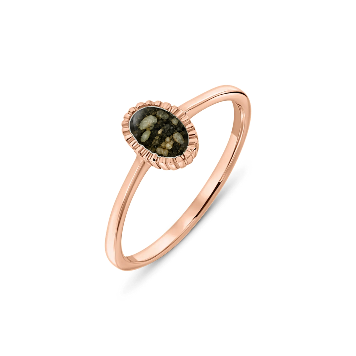 Lauren as-ring in massief rosé goud met antraciet askleur