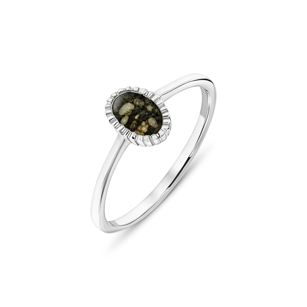 Lauren as-ring in massief wit goud met antraciet askleur