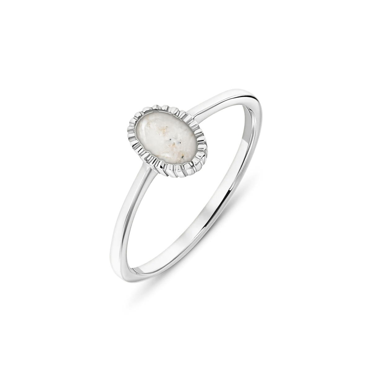 Lauren as-ring in massief wit goud met parelmoer askleur
