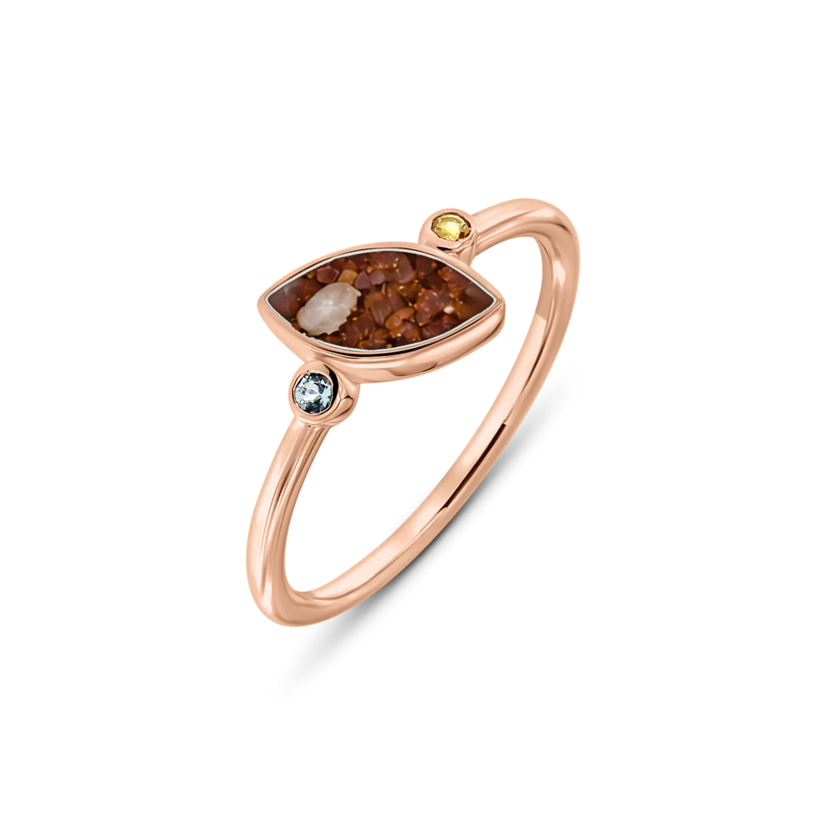 Lina Duo as-ring in massief rosé goud met koperbruin askleur