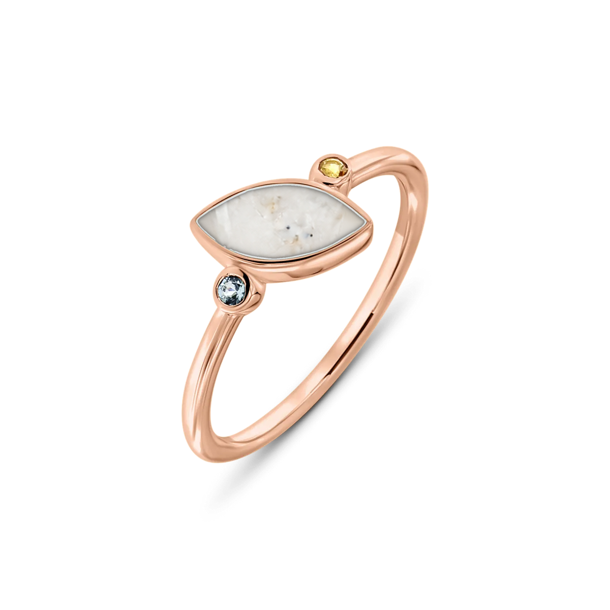 Lina Duo as-ring in massief rosé goud met parelmoer askleur