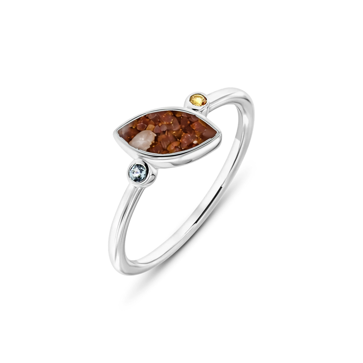 Lina Duo as-ring in massief wit goud met koperbruin askleur