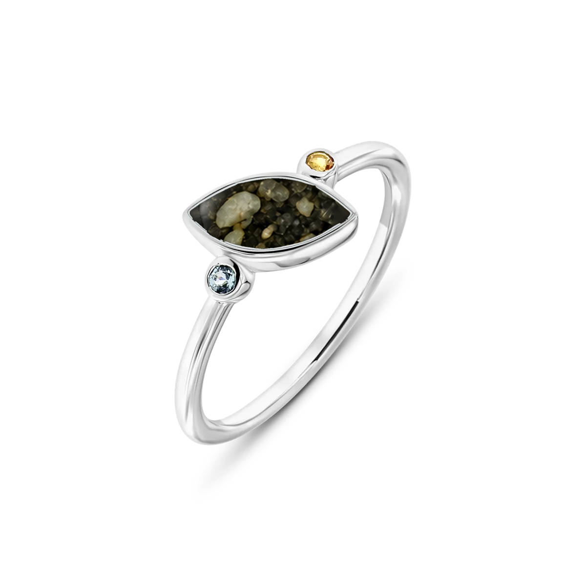 Lina Duo as-ring in 925 zilver met antraciet askleur