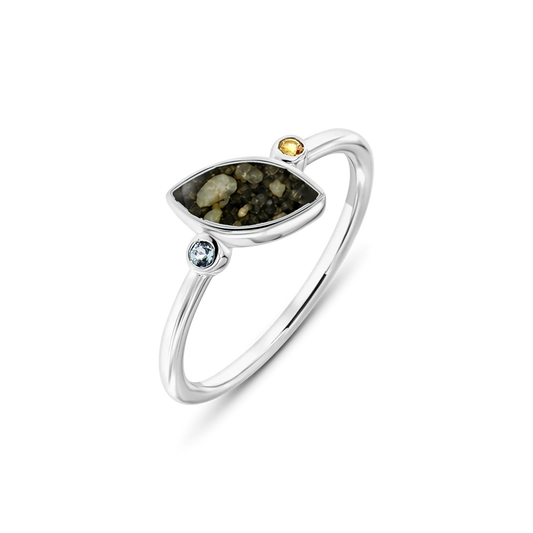 Lina Duo as-ring in 925 zilver met antraciet askleur
