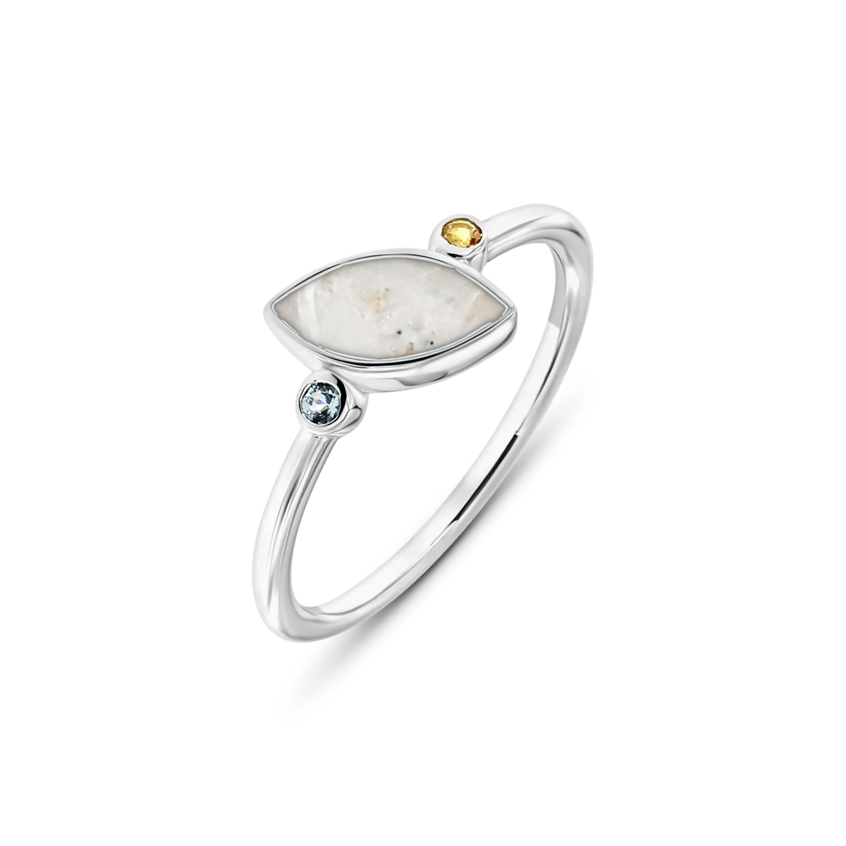 Lina Duo as-ring in 925 zilver met parelmoer askleur