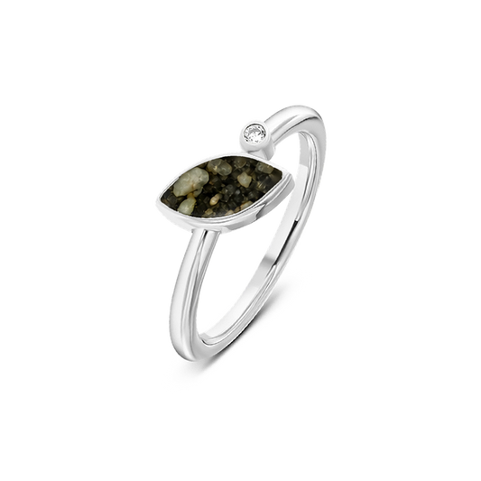 Lina as-ring in 925 zilver met antraciet askleur en zirkonia