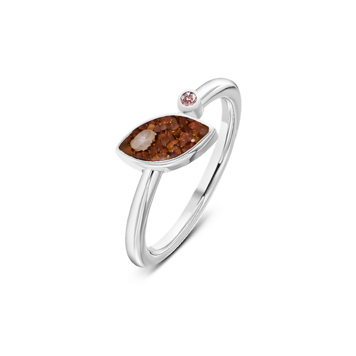 Lina as-ring in 925 zilver met koperbruin askleur en morganiet