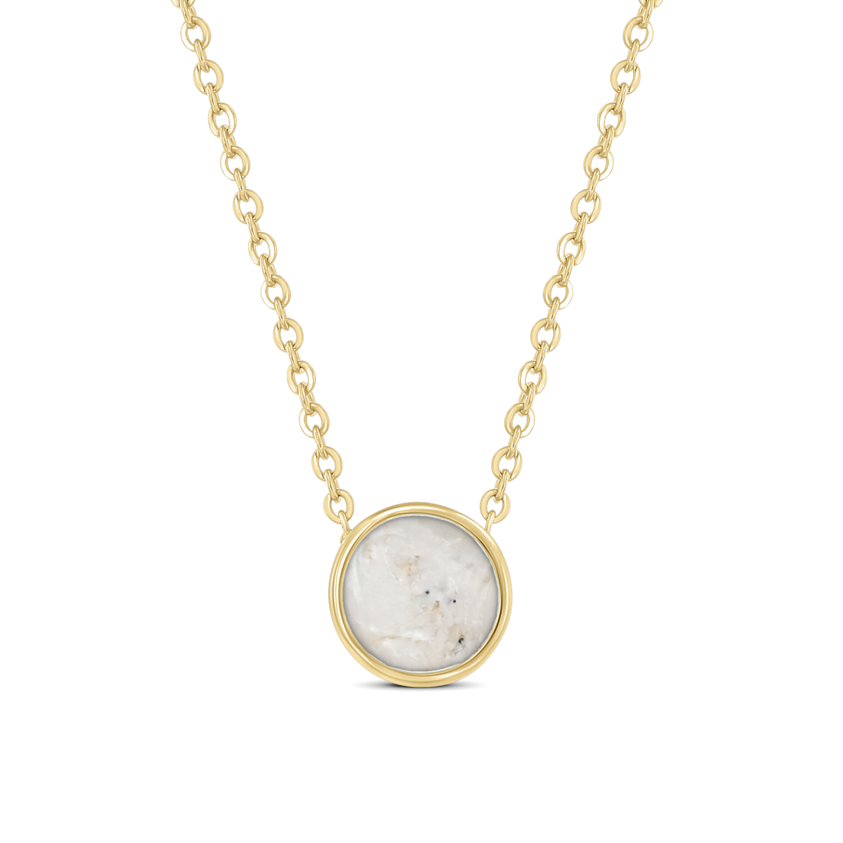 Lis as-ketting in massief geel goud met parelmoer askleur