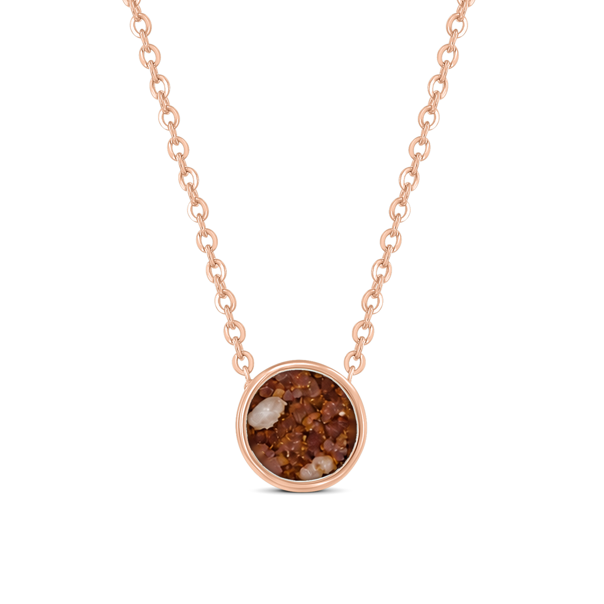 Lis as-ketting in massief rosé goud met koperbruin askleur
