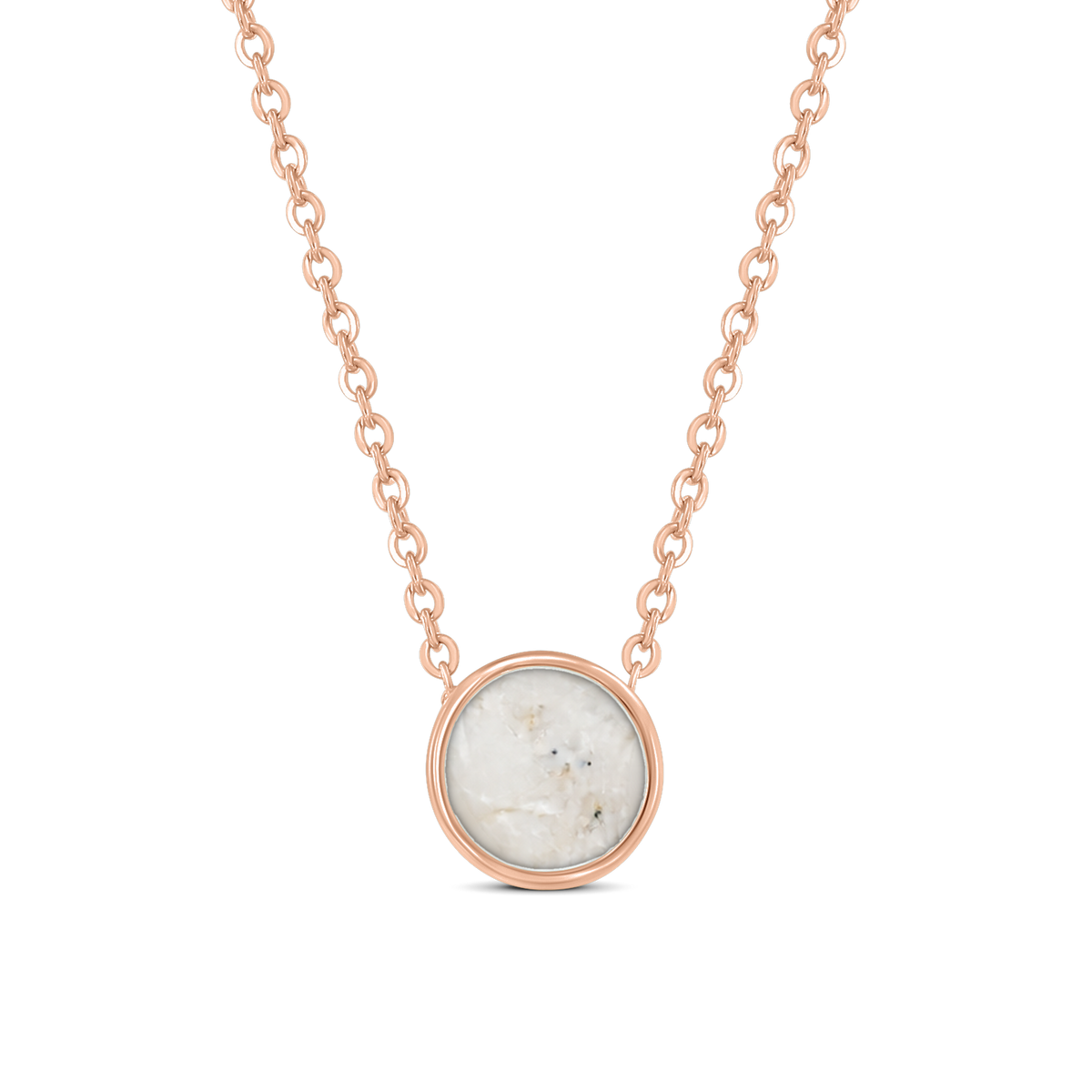 Lis as-ketting in massief rosé goud met parelmoer askleur