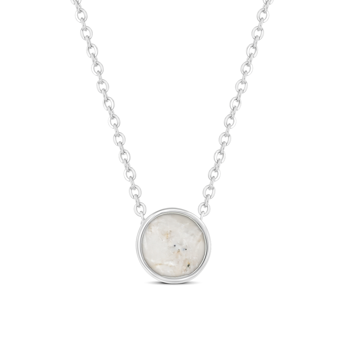 Lis as-ketting in massief wit goud met parelmoer askleur