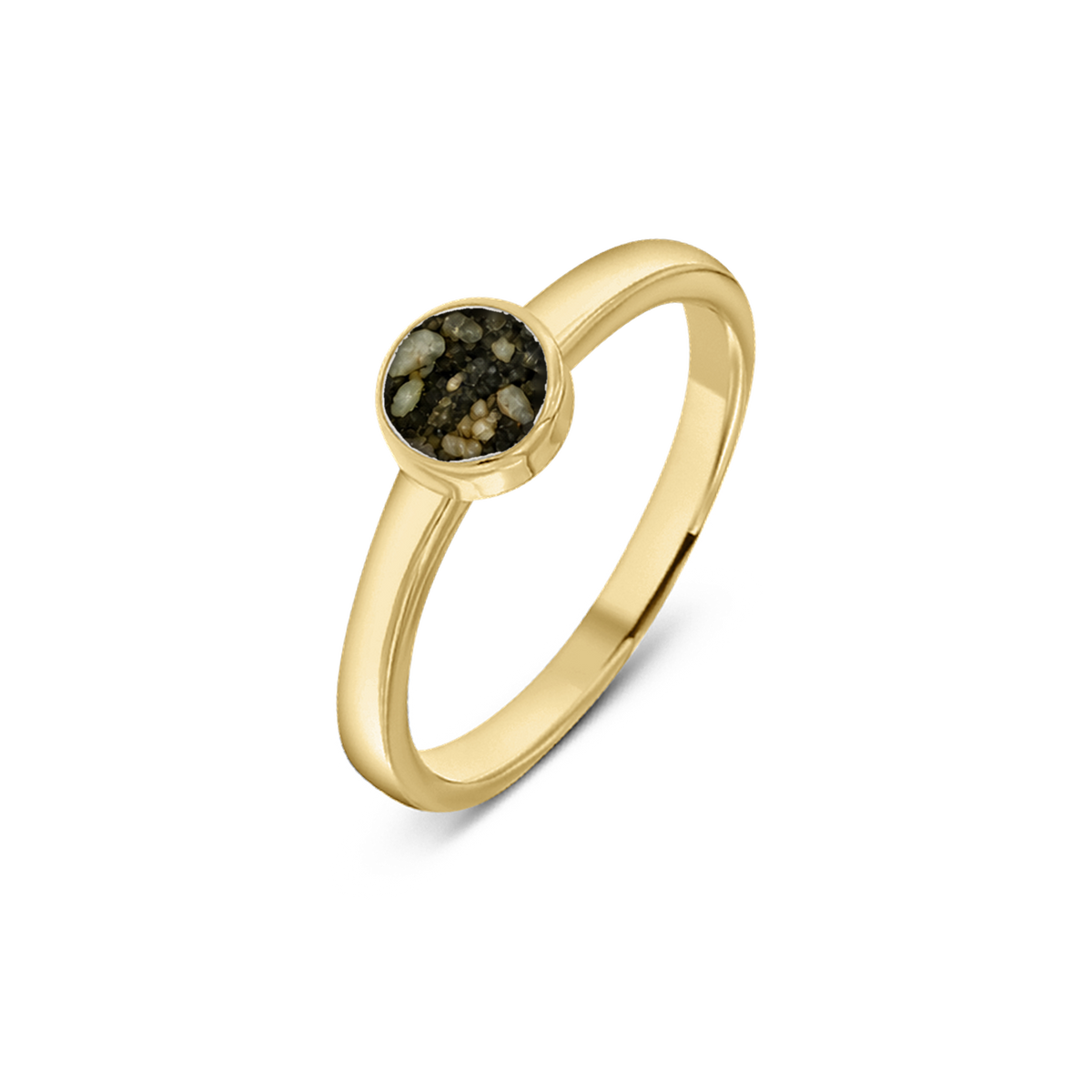 Lis as-ring in massief geel goud met antraciet askleur
