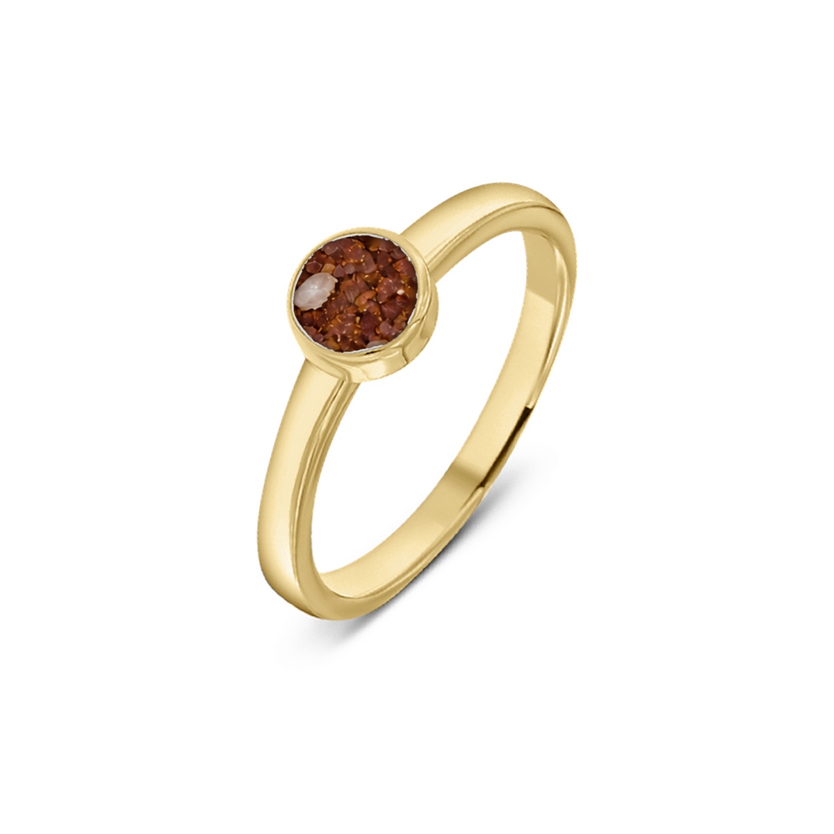 Lis as-ring in massief geel goud met koperbruin askleur