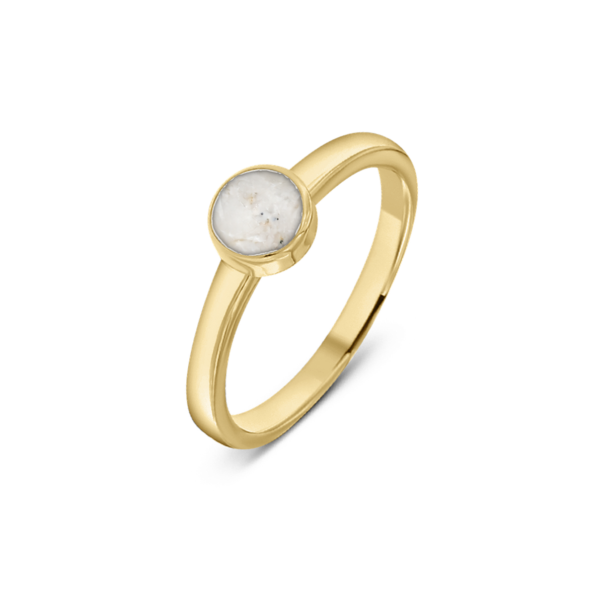 Lis as-ring in massief geel goud met parelmoer askleur