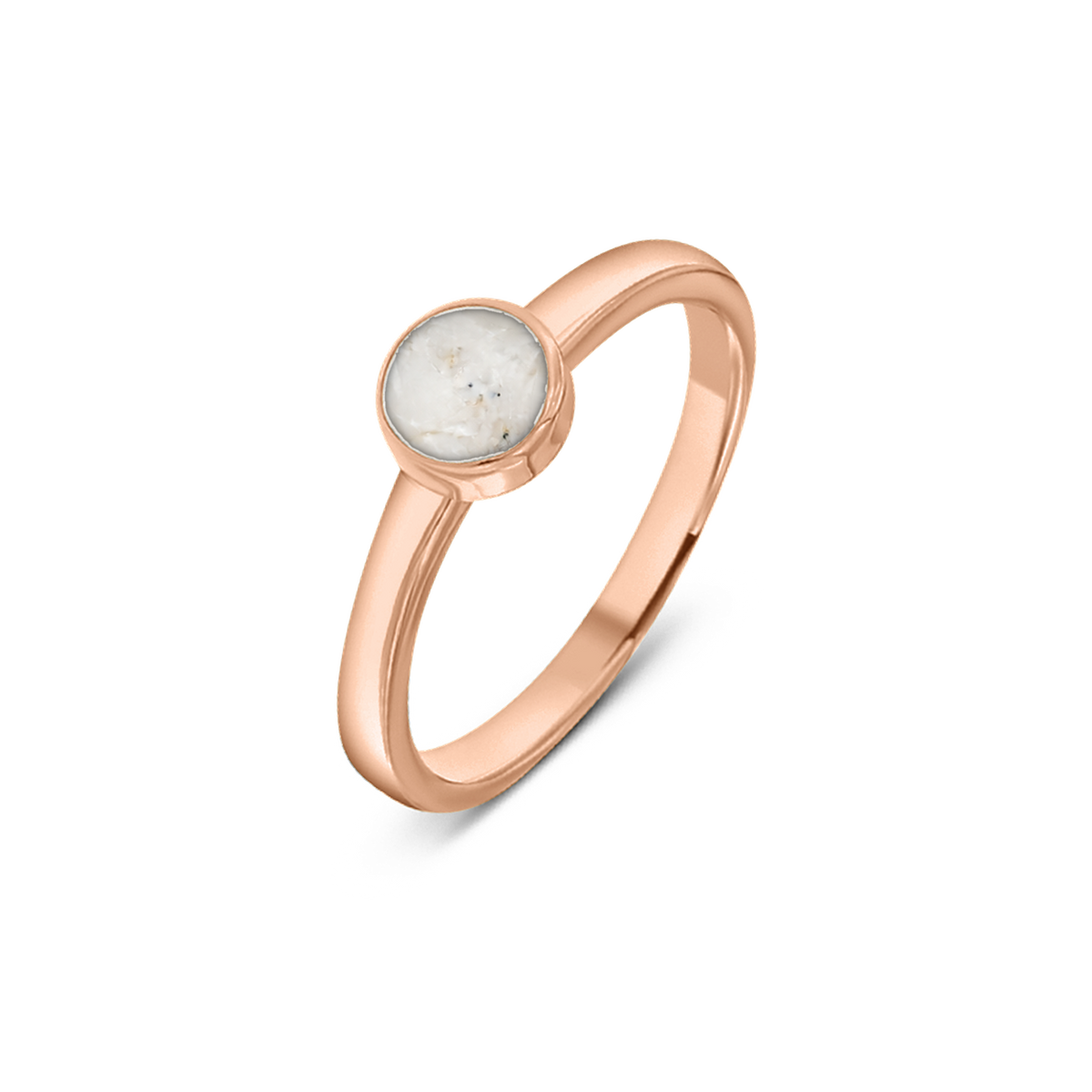 Lis as-ring in massief rosé goud met parelmoer askleur