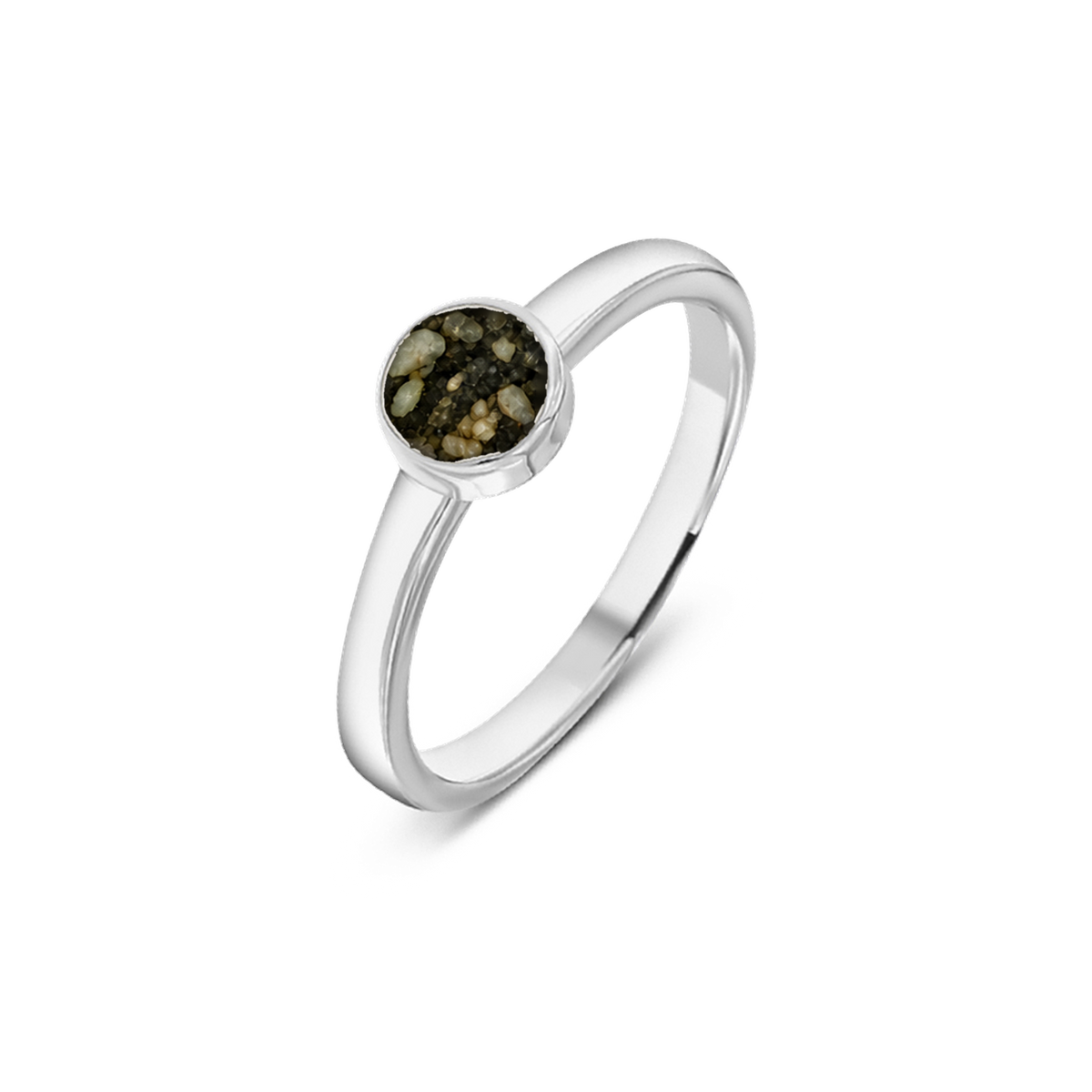 Lis as-ring in 925 zilver met antraciet askleur
