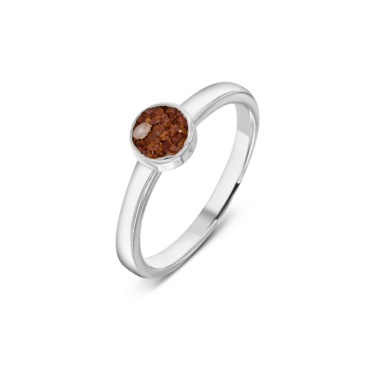 Lis as-ring in 925 zilver met koperbruin askleur