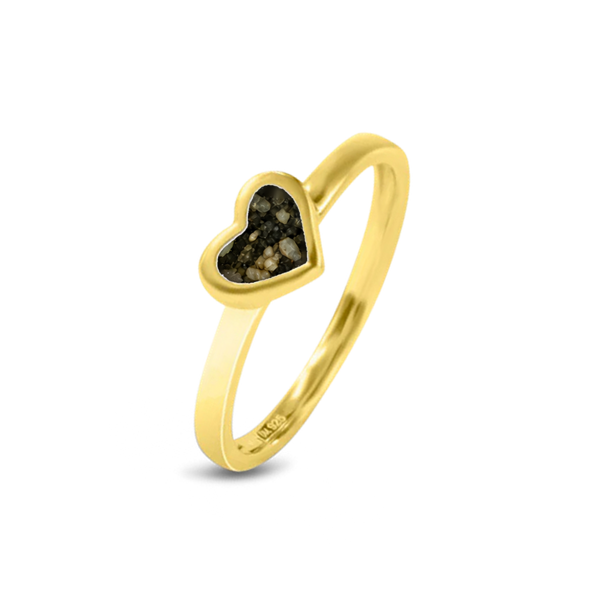 Liv as-ring in massief geel goud met antraciet askleur