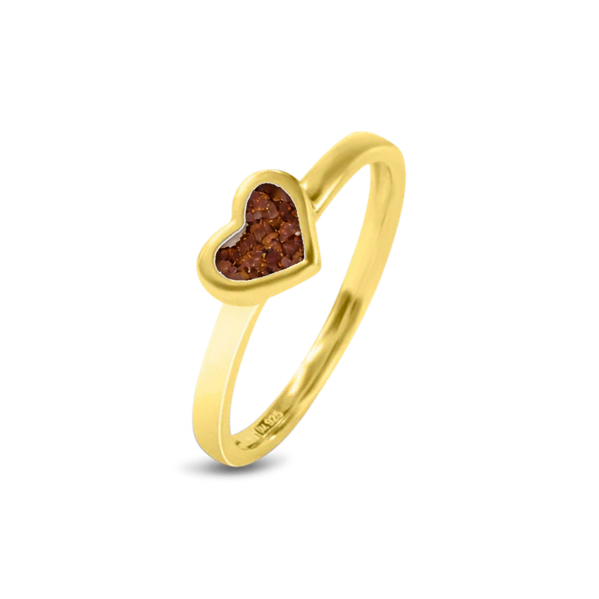 Liv as-ring in massief geel goud met koperbruin askleur